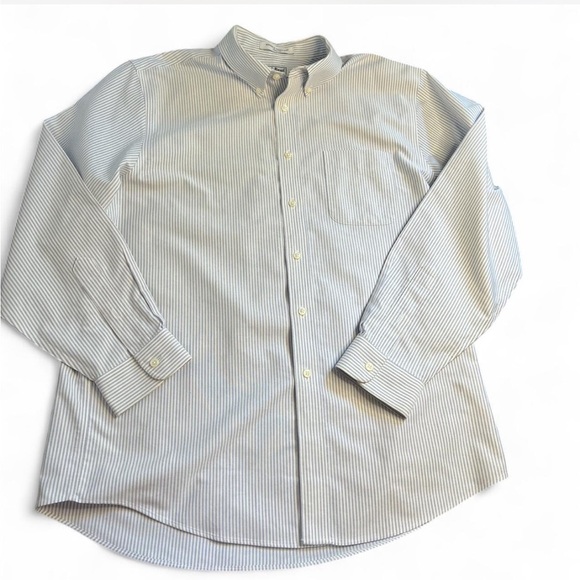L.L. Bean White and Blue striped long sleeve button up size XL - Picture 4 of 8